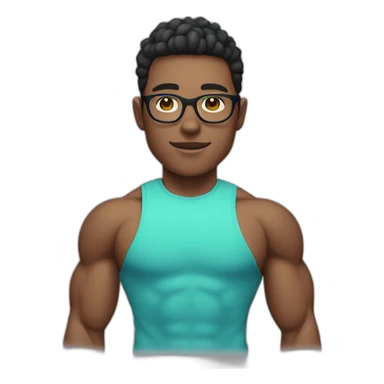 Gym boy with clear skin and spectacles without beard and moustache Having square shaped spectacles sticker