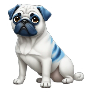 blue and white painted pug sticker
