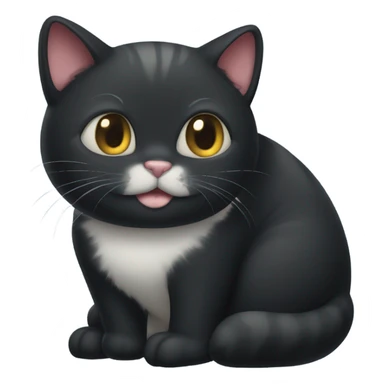 A fat black cat with no tail sticker