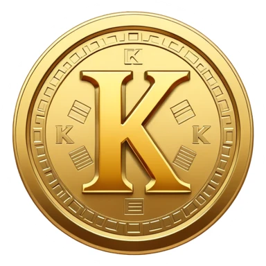 Kaspa cryptocurrency coin with the letter K logo sticker