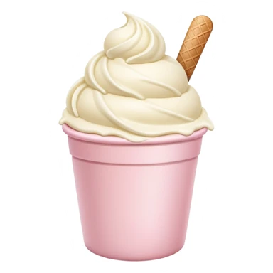 ultra realistic round single scoop of vanilla bean ice cream in light pink cup no spoon sticker
