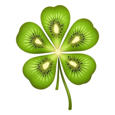 a four-leaf clover with a kiwi fruit sticker