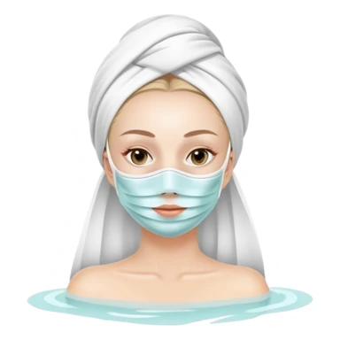 white Lady with face mask spa beauty full face relaxing sticker