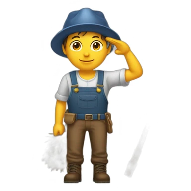 saluting farmer boy with pitchfork sticker