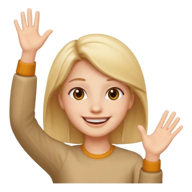 smiling face with two hands raised, cheerful expression sticker