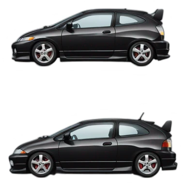 Honda-Civic-EJ9, black hatchback sticker