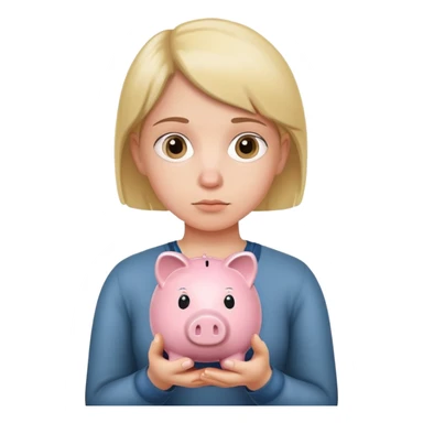 holding a piggy bank and looking thoughtful sticker