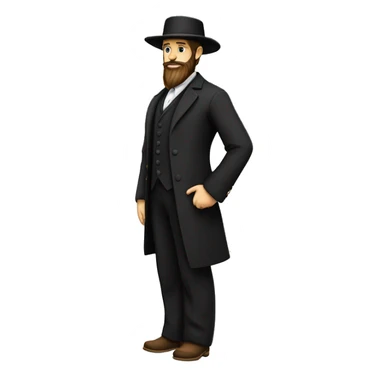 amish straw hat and beard without mustache white skin black suit full body one photo  sticker
