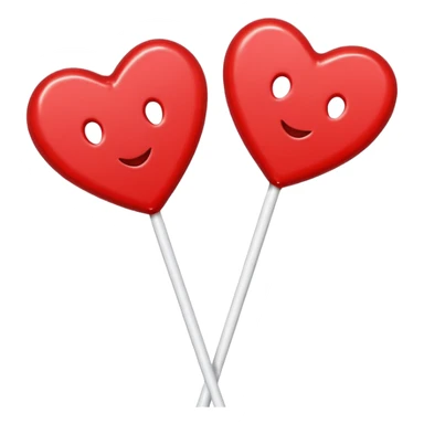2 Christmas red heart-shaped lollipops with white "S" logo sticker