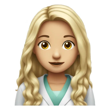 white young girl with long hair working in a pharmacy sticker
