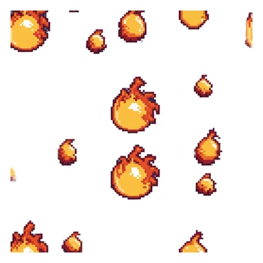 Bomberman vertical explosion tile, flames extending from top to bottom, orange/yellow core with red edges, flames about 60% of tile width, centered horizontally, clean pixel edges with motion detail sticker