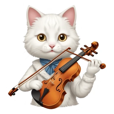 white cat play violin sticker