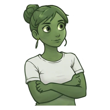 Arms crossed holding neck stressed girl sticker