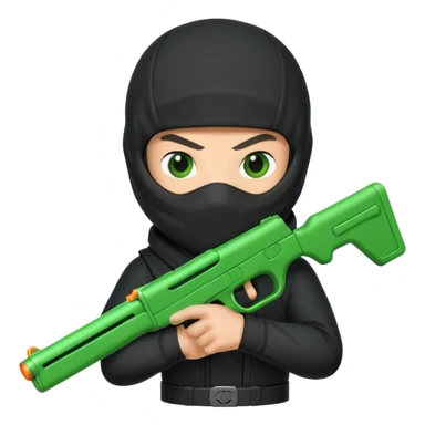ninja with green toy gun  sticker
