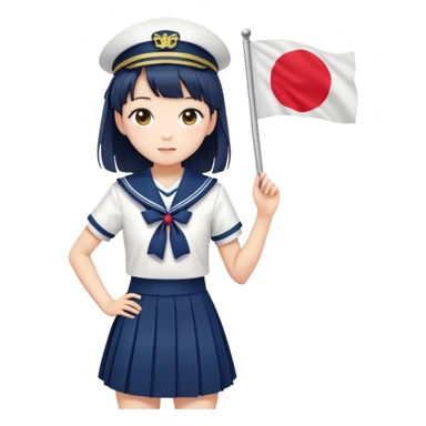 Cute Japanese high school girl in traditional sailor uniform with pleated skirt sticker