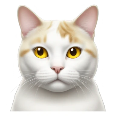 Fat white cat with yellow eyes wearing earrings  sticker