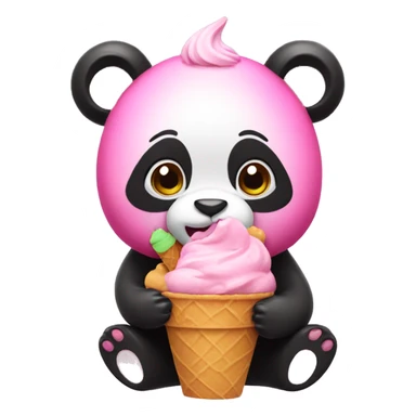 Pink panda eating ice cream sticker