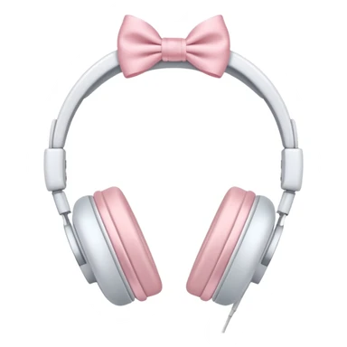 White Headphones With Pastel Pink Bow sticker