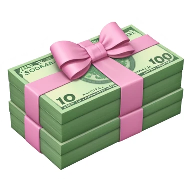 Forest Green Australian $100 long rectangle money notes stacked together and wrapped in a pink bow sticker