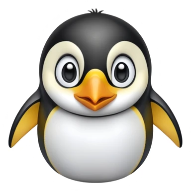 cinematic-cute-emperor-penguin-portrait-emoji,-head-tilted-playfully-and-inquisitively,-with-glossy,-pristine-plumage-accented-by-a-bright-beak-and-round,-sparkling-eyes-filled-with-curiosity,-simplified-yet-irresistibly-adorable-features zoomed into the face sticker