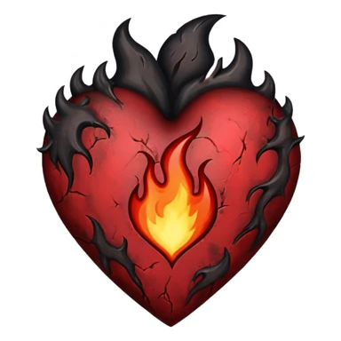 heart with a dark flame and grunge texture sticker