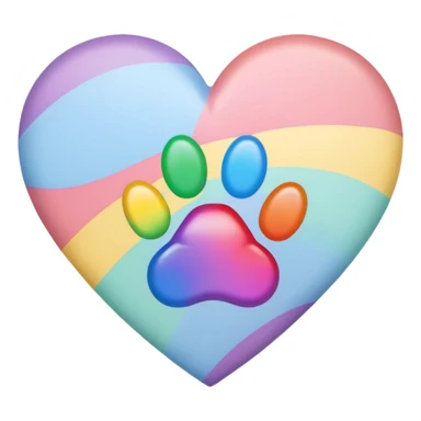 rainbow pride heart with a paw print on top, pastel color palette, no text sticker
