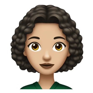 A girl with medium skin tone, dark brown shoulder length wavy hair, dark brown eyes, black nails, dark green sweater, black nails, eating sushi with chopsticks sticker
