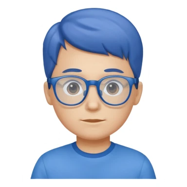 child with blue shirt blue glasses sticker