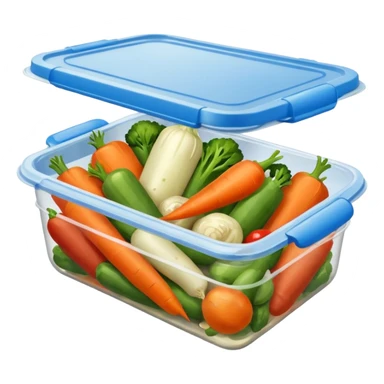 cooked vegetables in plastic container sticker