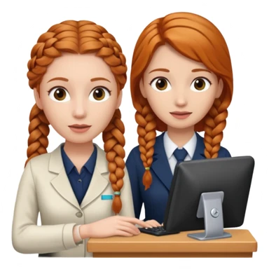 receptionist face braided ginger receptionist sticker