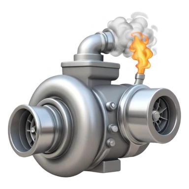 Emoji of a turbocharger blowing boost with cartoon smoke puffs sticker