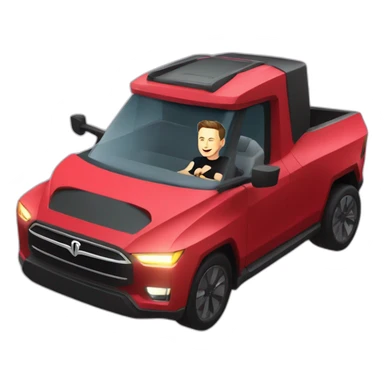 Elon musk riding in a Tesla cyber truck  sticker