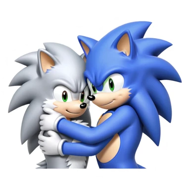 Sonic the Hedgehog and Silver the Hedgehog hugging each other sticker