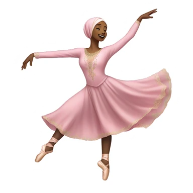 A hijabi ballet dancer emoji, mid-pose in an arabesque, wearing a flowing ballet dress and matching hijab, with delicate ballet slippers, vibrant colors, and intricate details on a transparent background.







 sticker