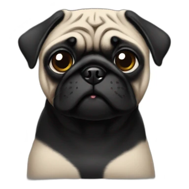 pug wearing a black t-shirt sticker