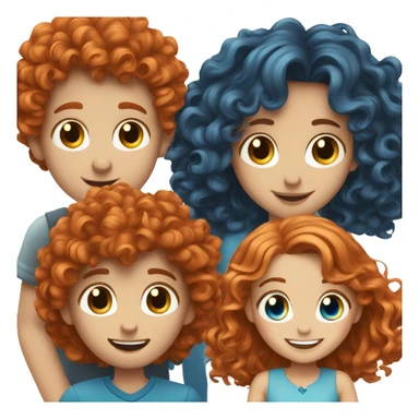 red haired blue eyed girl and curly boy smiling together  sticker