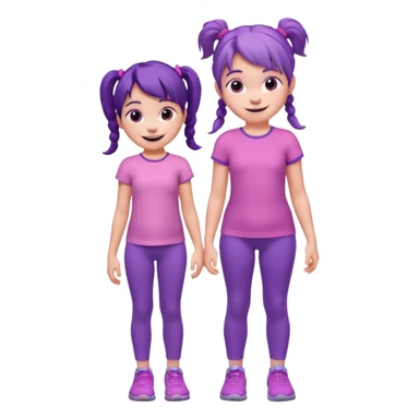 Boo from Monsters Inc, young girl with pigtails, pink t-shirt, purple leggings, smiling, full body sticker