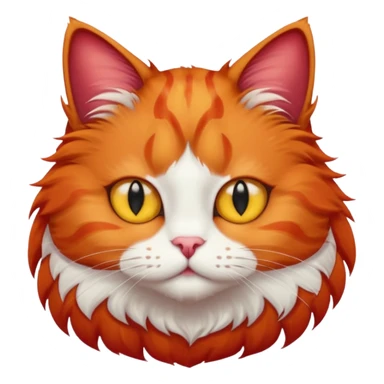 red cat with a white breast, a red spot on the chin. yellow eyes. fluffy. sticker