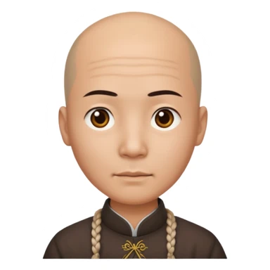 chineese man with a bald head and BRAID coming out in the middle sticker