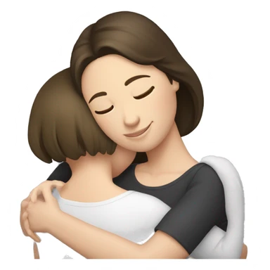 White brunette girl hugging her white brunette mom sticker