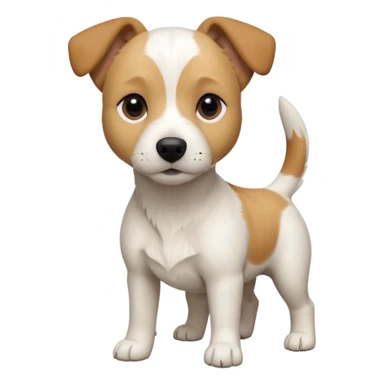 a full body facing front on of a buff white beagle cross jack russell terrier looking dog the size of a kelpie with light brown long ears resting on its face and a light brown patch above one eye and a large snout. the rest of the dog is completely white.  sticker