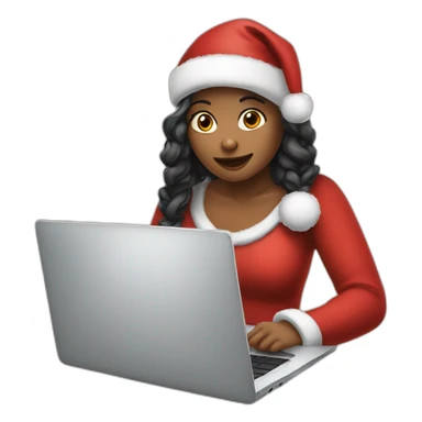 christmas girl with laptop sticker