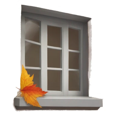 window sill with fall leaves sticker