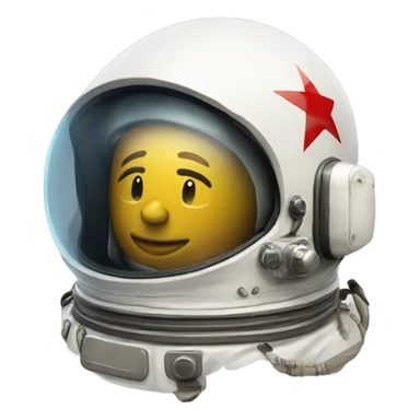 ussr astronaut's helmet with a reflection of a panel house sticker