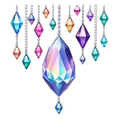 Iridescent big giant glistening glossy sparkly shiny glittery hanging crystals pearls and beads and gemstones decorations sticker