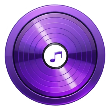 pixelated music disc with a purple middle sticker