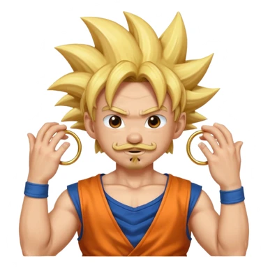 puedes hacer un chico con perilla y bigote el piercing septum y dos aros en las orejas haciendo la pose de goku super saiyan sticker