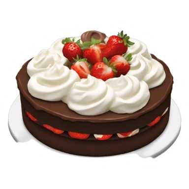 Chocolate cake with whipped cream and strawberries sticker