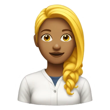 female college student with yellow hair sticker