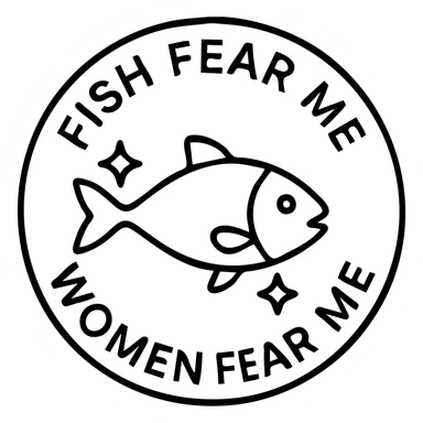 fish with sparkles with circular text fish fear me women fear me sticker